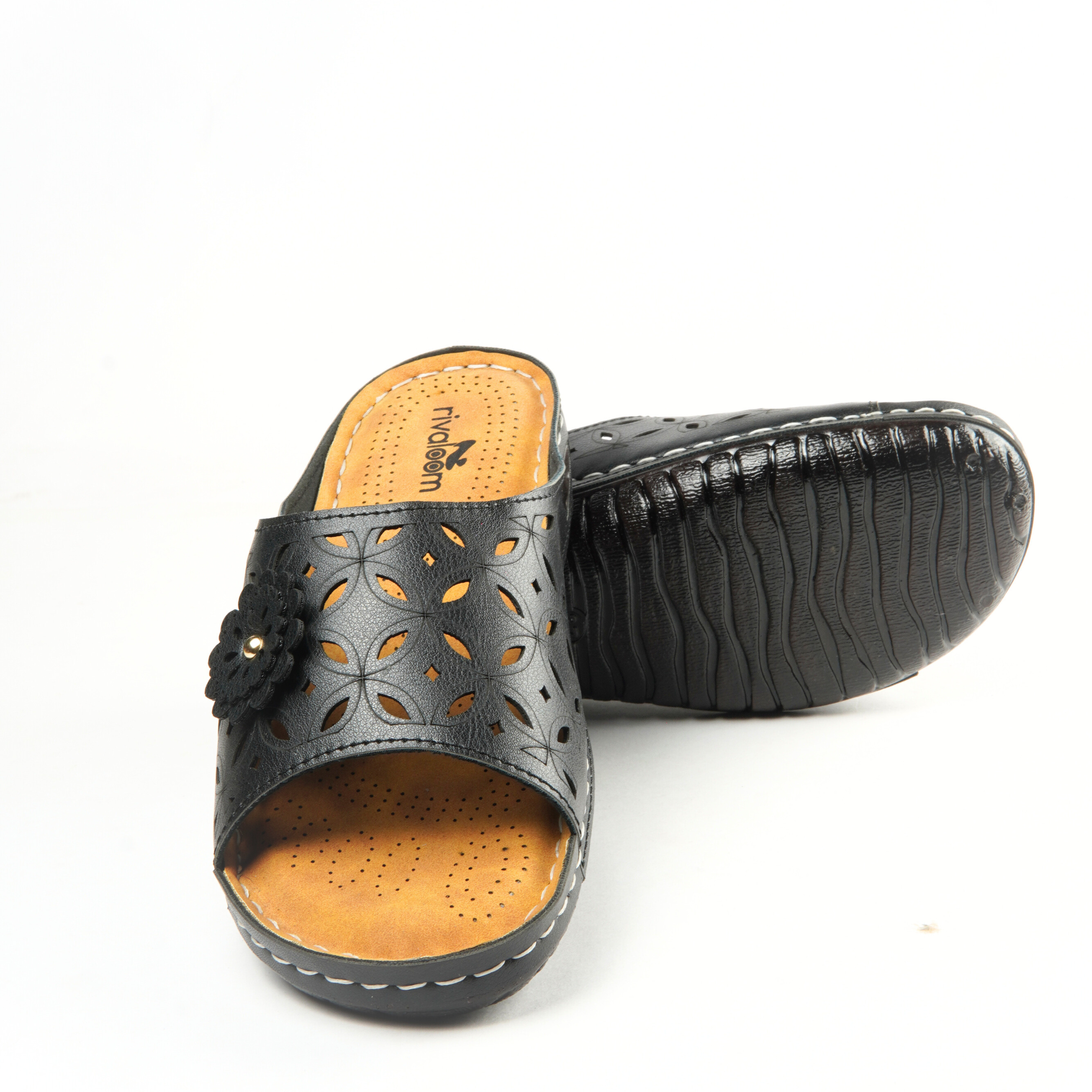 Rivaloom Women Soft Sole Comfort Slip-On Sandals | Lightweight Orthopedic Casual Flats for Daily Wear | Trendy Cut-Out Design Footwear"