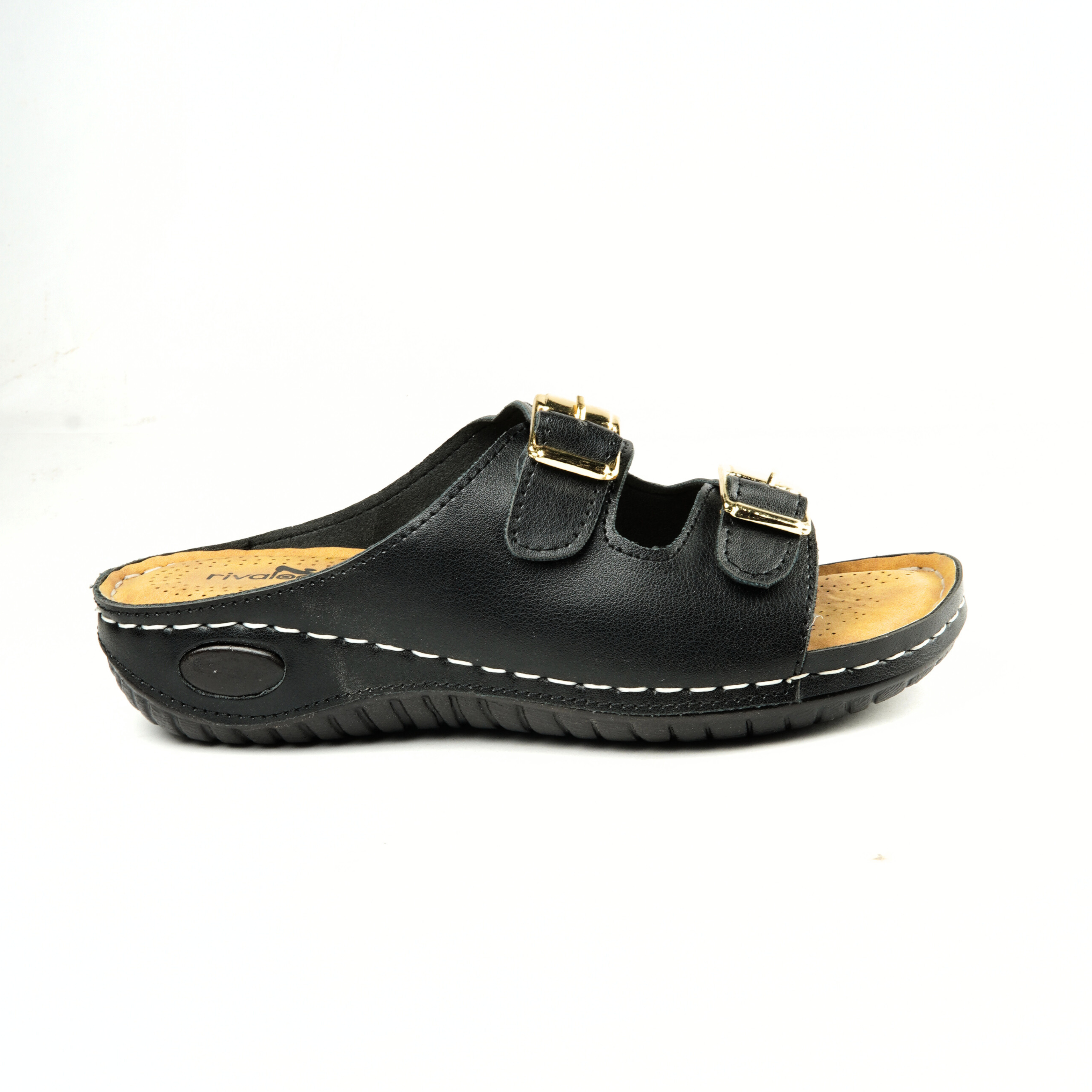 Rivaloom Women’s Comfortable Ortho Soft Sole Slippers | Double Strap Buckle Flats