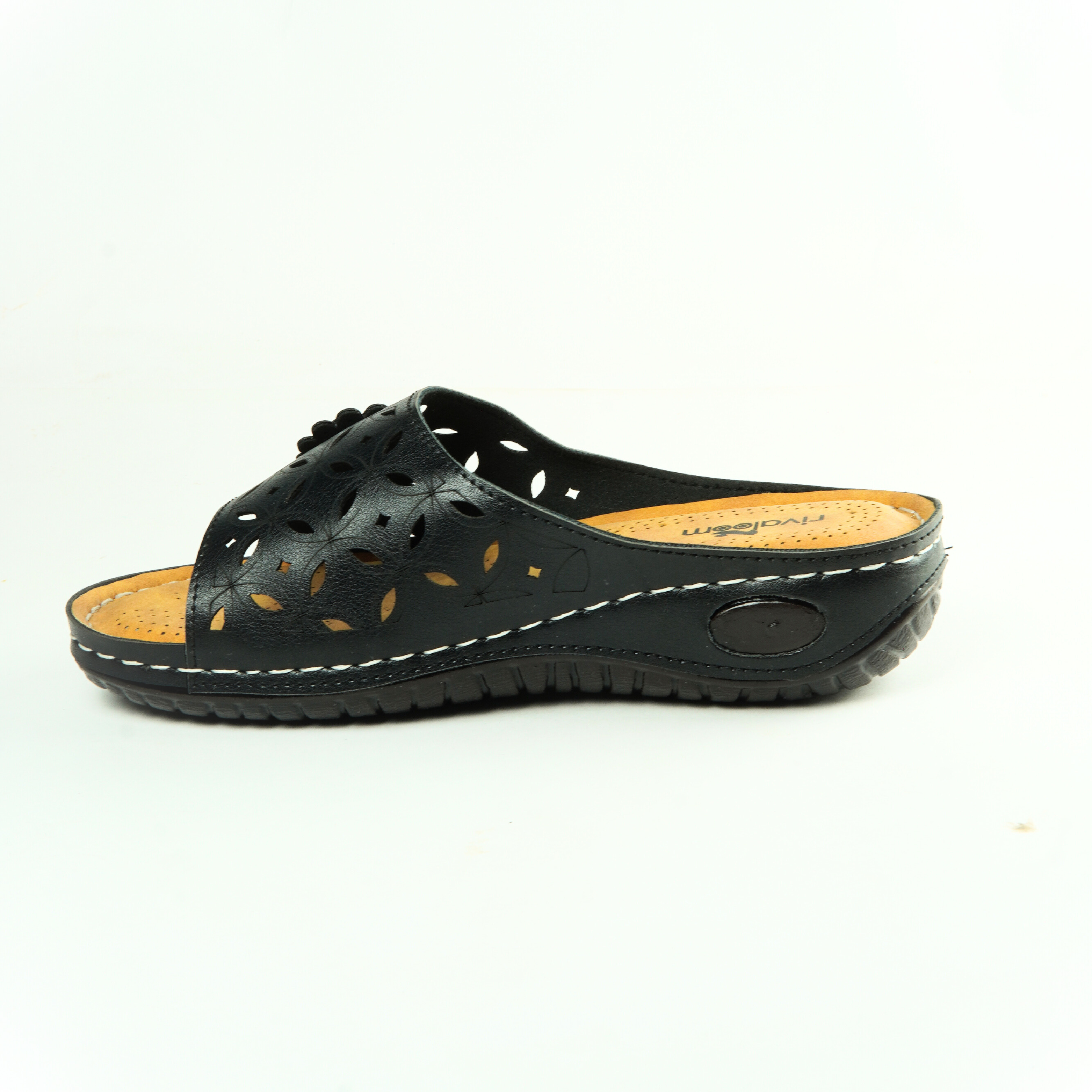 Rivaloom Women Soft Sole Comfort Slip-On Sandals | Lightweight Orthopedic Casual Flats for Daily Wear | Trendy Cut-Out Design Footwear"