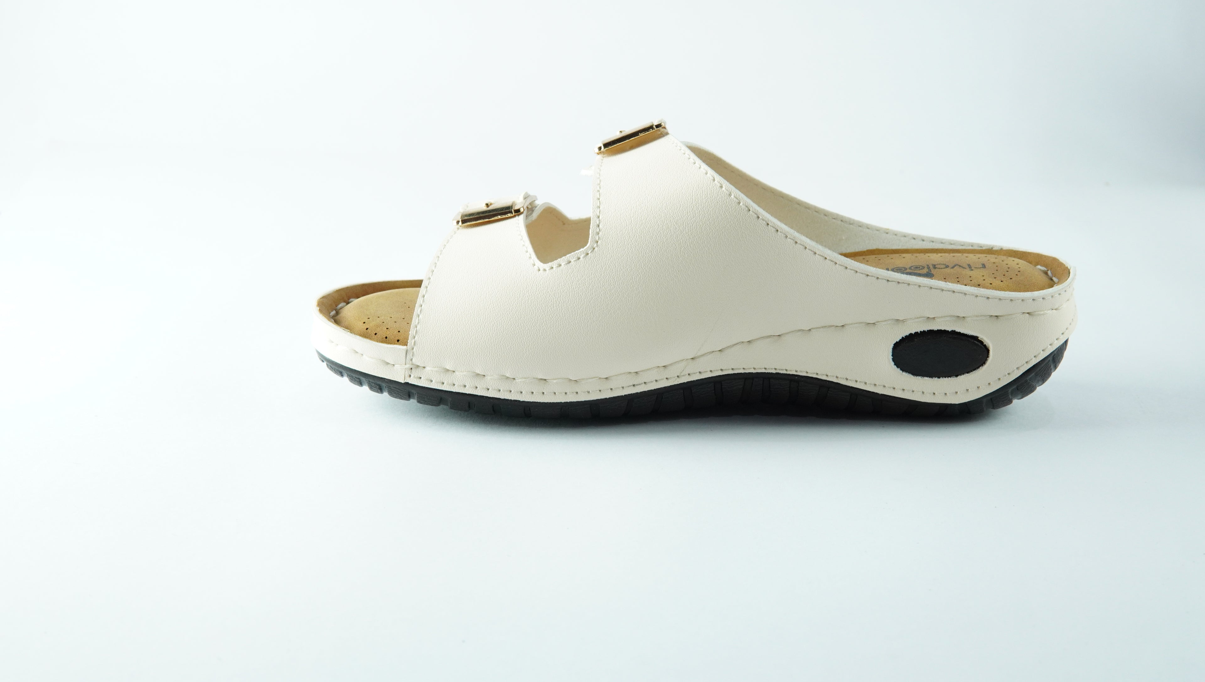 Rivaloom Women’s Stylish White Double Buckle Flats