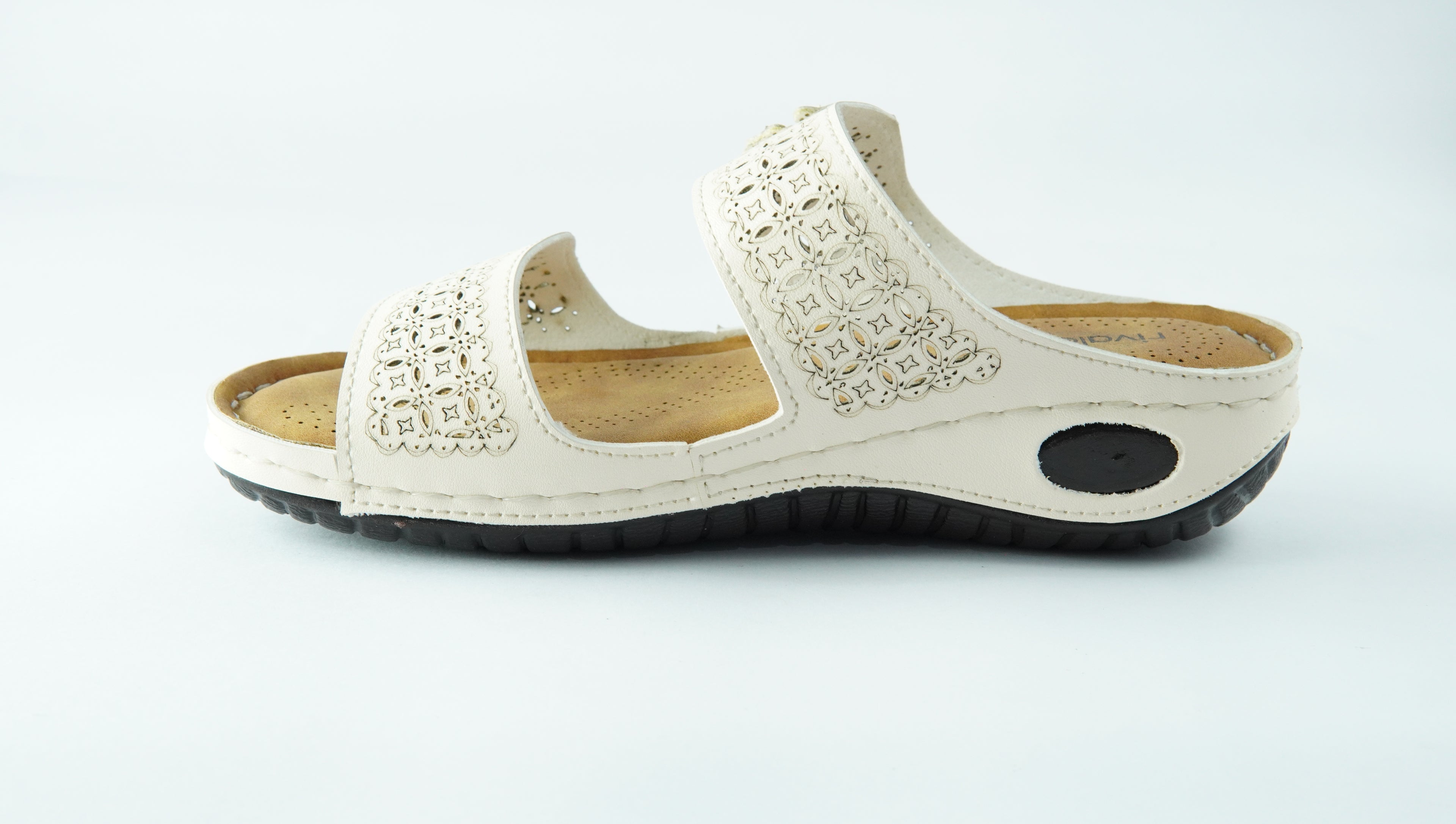 Rivaloom Women’s Casual White Double Strap Flats with Laser Cuts