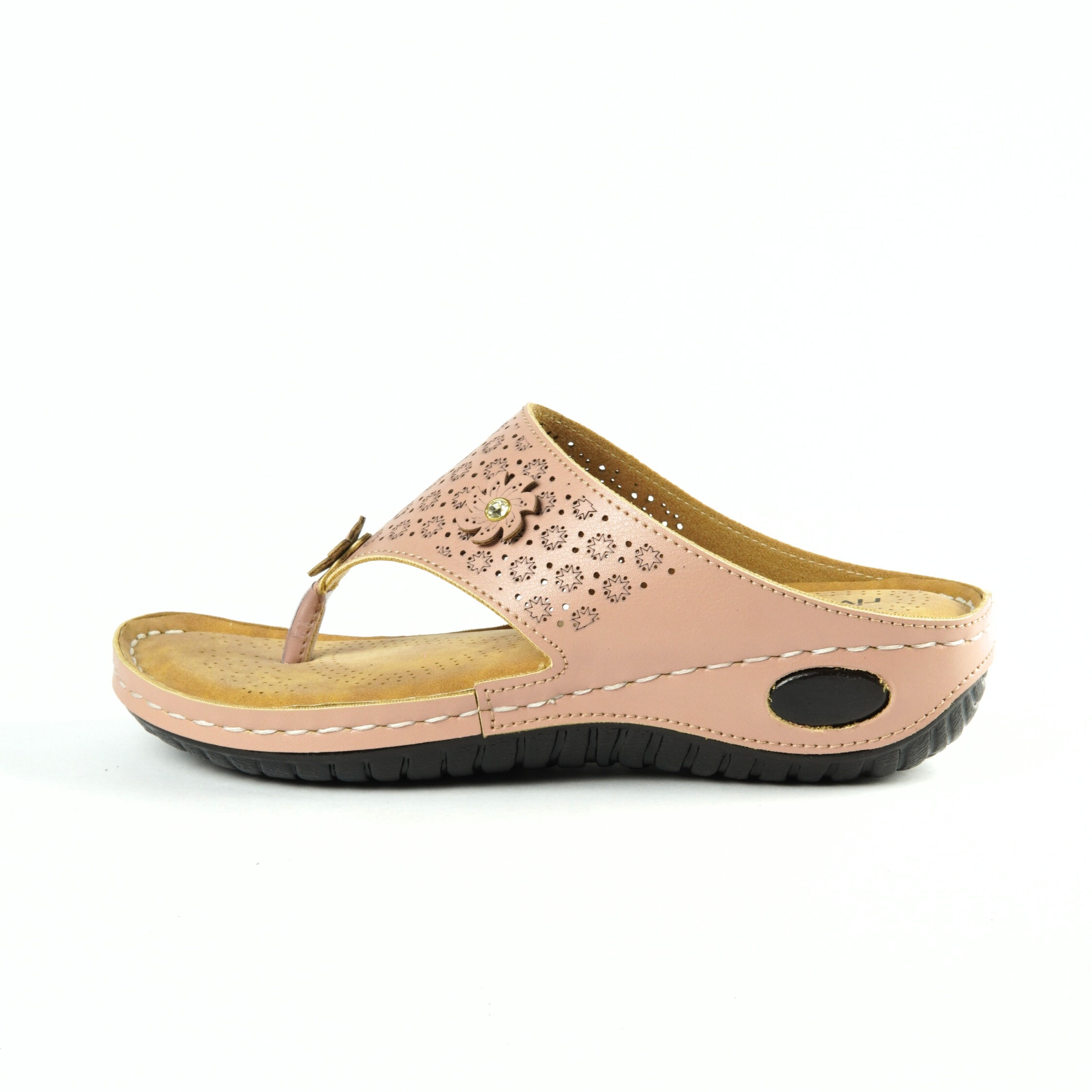 Rivaloom Hot Pink Floral Embellished Comfort Flats With Laser Cuts Sandals for Women | Anti-Slip Lightweight Soft Sole Slippers |