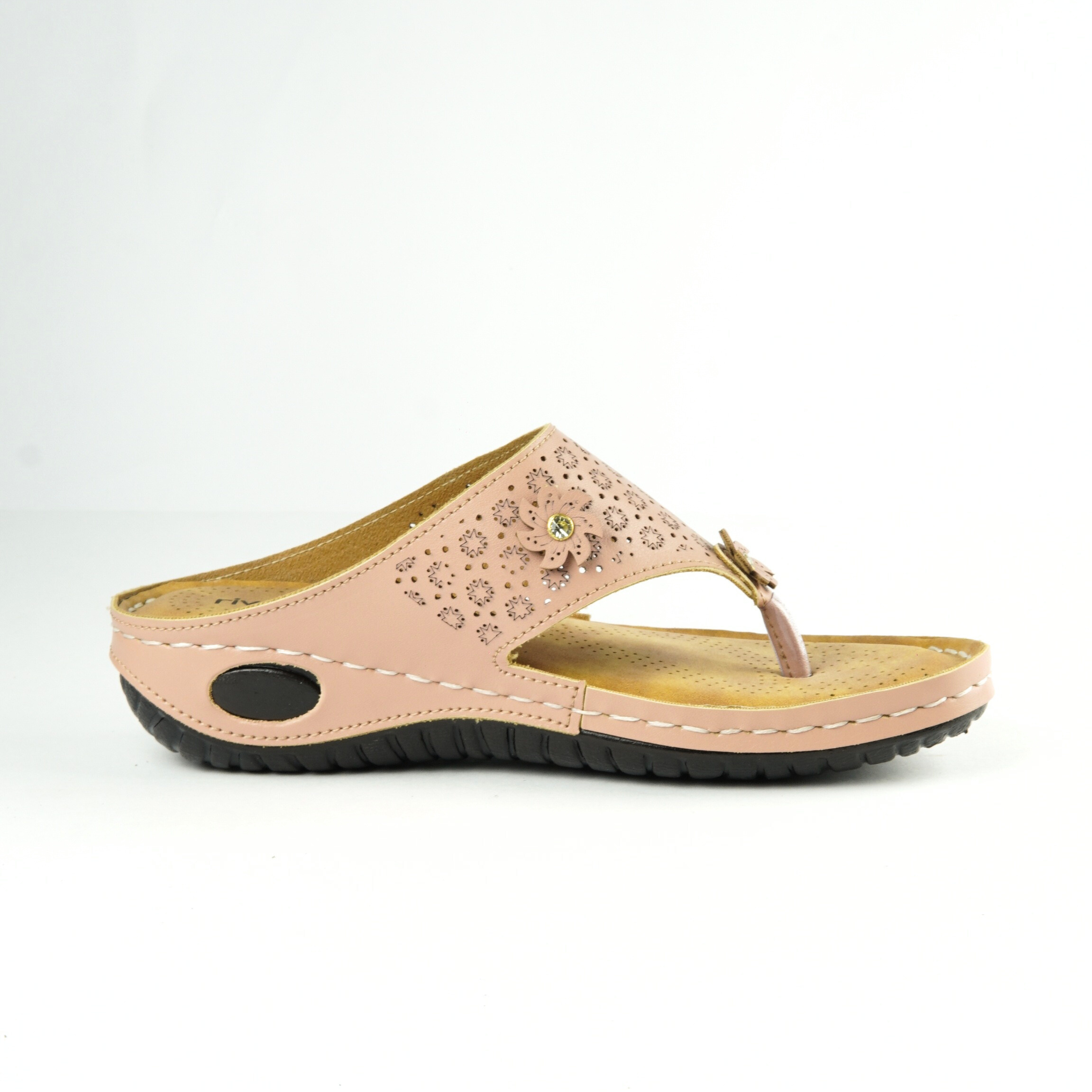 Rivaloom Hot Pink Floral Embellished Comfort Flats With Laser Cuts Sandals for Women | Anti-Slip Lightweight Soft Sole Slippers |