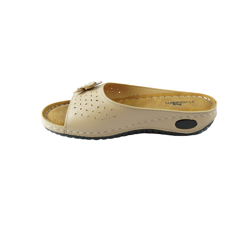 Rivaloom Stylish Comfort Beige Slippers with Flower Design