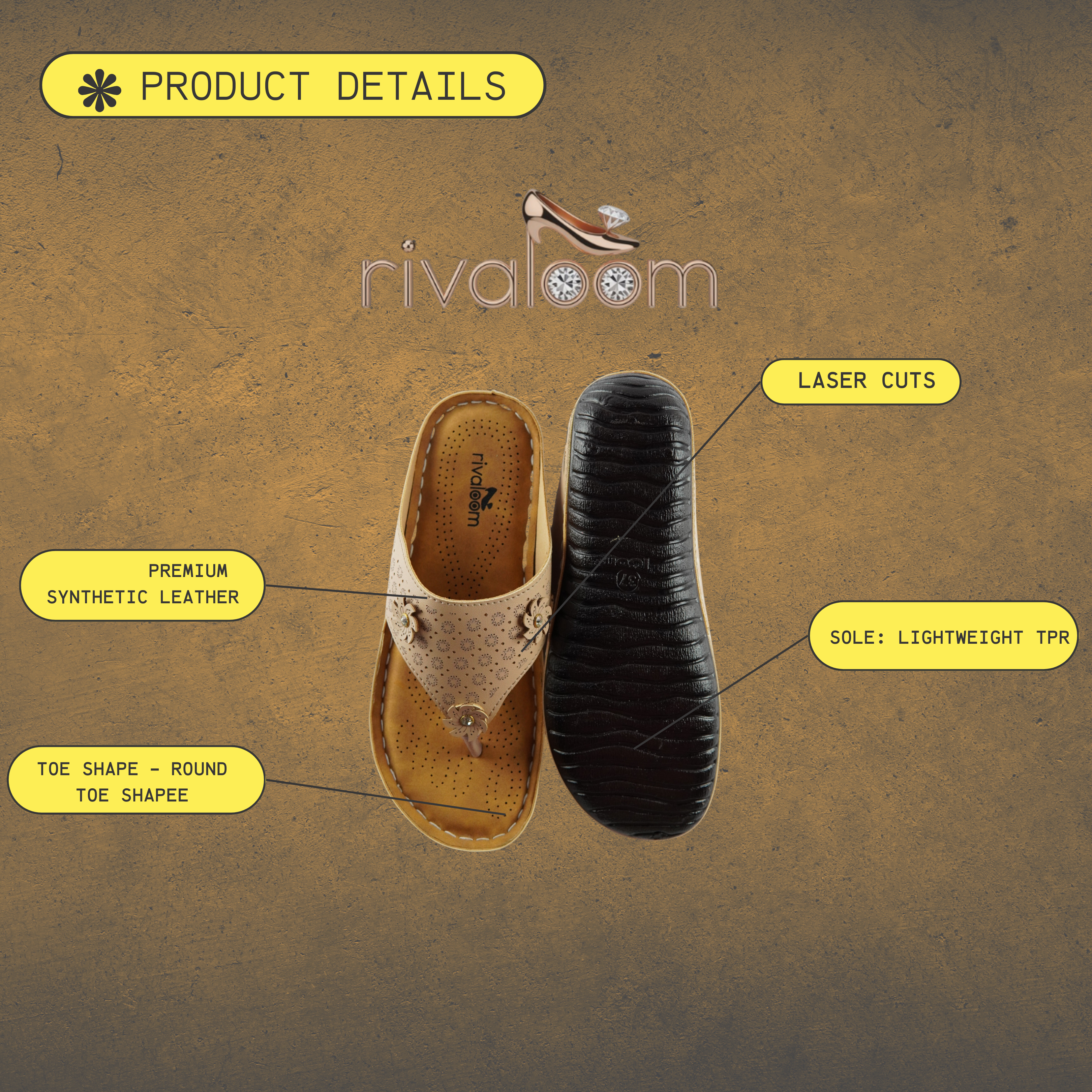 Rivaloom Beige Floral Embellished Comfort Flats With Laser Cuts